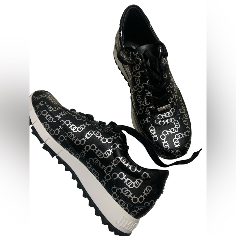 Jimmy Choo Black and White Logo Sneakers
